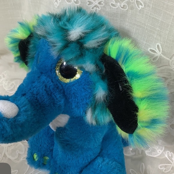Fiesta Colorful Elephant plush 9"multicolored blue green gold eyes - Picture 8 of 8